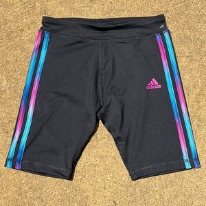 NWT Adidas Girls Black & Multicolored Athletic Running Shorts Size M 10/12